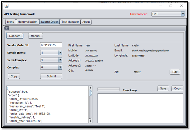 Test Order Push API UI